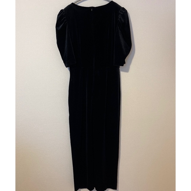 《Ayla》velvet half sleeve dress ブラック レディースのワンピース(ロングワンピース/マキシワンピース)の商品写真