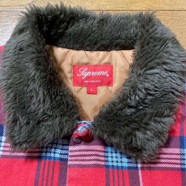 supreme Fur Collar Flannel Shirt サイズL