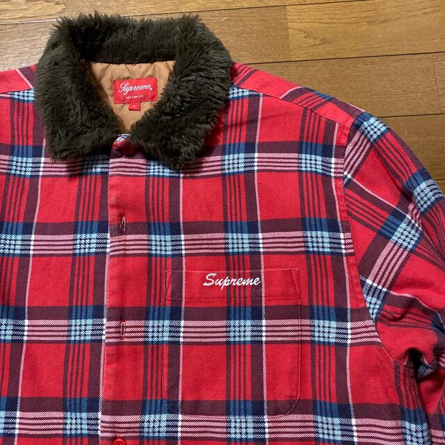 supreme Fur Collar Flannel Shirt サイズL