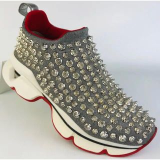 クリスチャンルブタン(Christian Louboutin)の美品★クリスチャンルブタン・カーフレザー 総スパイク スニーカー(35)(スニーカー)