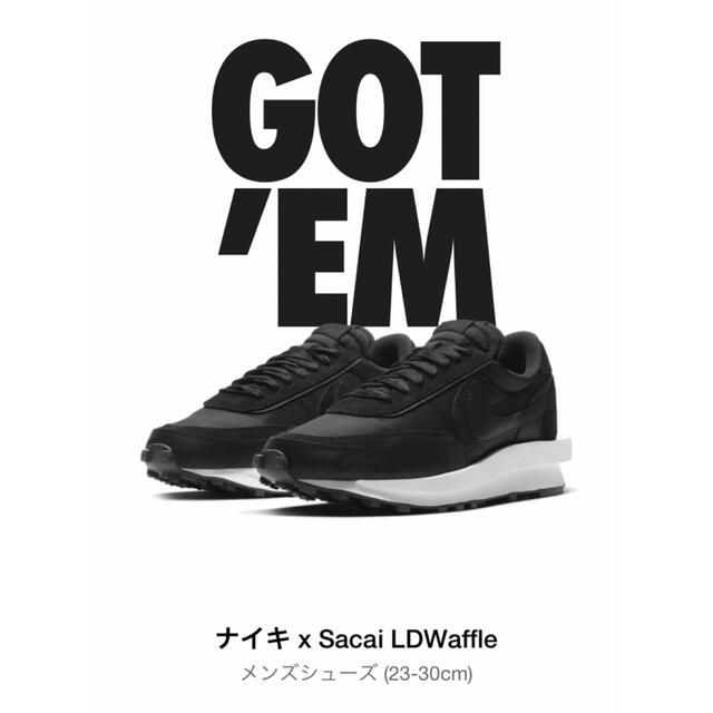 靴/シューズSACAI×NIKE LDV WAFFLE "TRIPLE BLACK"