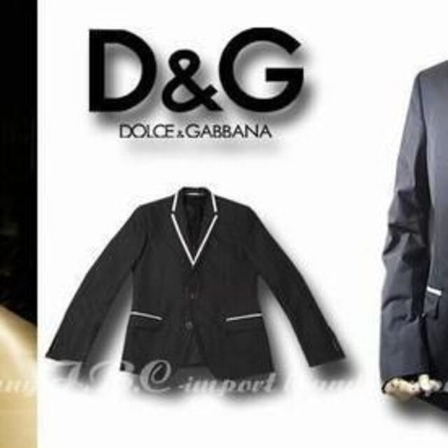 ★DOLCE&GABBANA★ドルガバD&Gシルク混2Bジャケット50ブラック黒