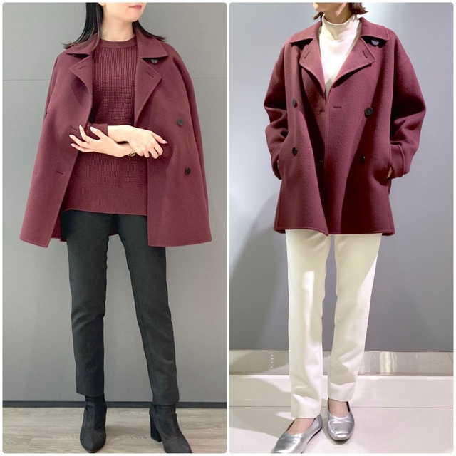 theory 21AW ピーコート ダークローズ、マルベリーレッド 2点おまとめ