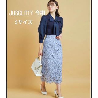 ジャスグリッティー(JUSGLITTY)のJUSGLITTY 配色レースタイトスカート(ロングスカート)