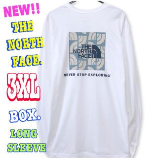 ザノースフェイス(THE NORTH FACE)のレアプリント ☆ 新品 ノースフェイス BOX ロンT 白 3XL ~ 4XL(Tシャツ/カットソー(七分/長袖))