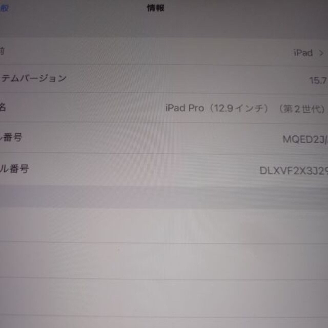 ジャンク iPad Pro 12.9インチ 第2世代 64GB 美品 グレイ 6