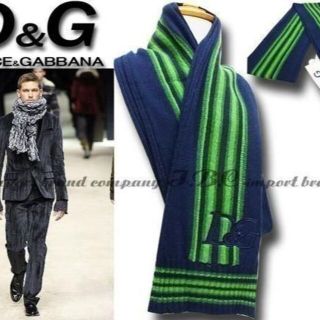 ドルチェアンドガッバーナ(DOLCE&GABBANA)の★DOLCE&GABBANA★ドルガバ D&G4ラインロゴマフラーフリーライム緑(マフラー)