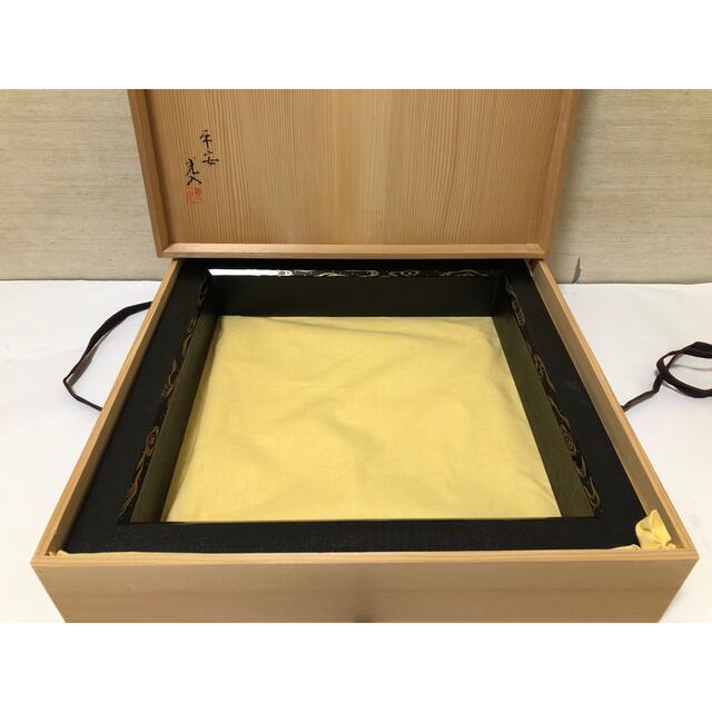 ◇茶道具◇平安 鈴木光入 流水蒔絵布目摺 炉縁 木製◇共箱 【年中無休