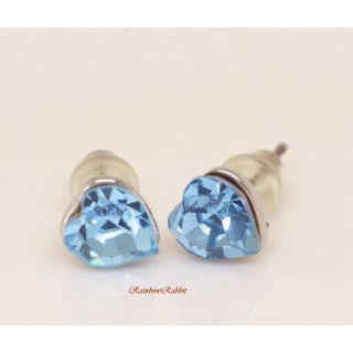 18K RGP プラチナ ダイヤ CZ ブルー ハート ピアス yp4884(ピアス)