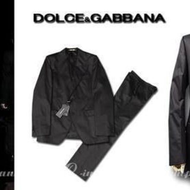 DOLCE&GABBANA - DOLCE&GABBANAドルガバ2つ釦コットンスーツ52大きいサイズブラック黒