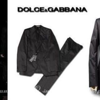 ドルチェアンドガッバーナ(DOLCE&GABBANA)のDOLCE&GABBANAドルガバ2つ釦コットンスーツ52大きいサイズブラック黒(その他)