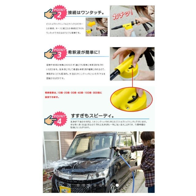 最新⭐大人気⭐ 散水洗車 洗車フォームガン　髙発泡　レッド 自動車/バイクの自動車(洗車・リペア用品)の商品写真