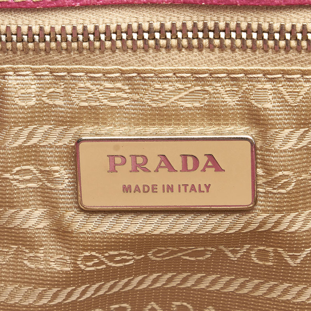 【良品✨】PRADA　ショルダーバッグ　キャンバス　刺繍ロゴ　デカロゴ　レザー