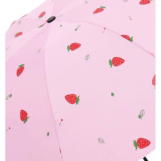 イチゴ柄 折り畳み日傘  晴雨兼用 ワンタッチ自動開閉 UVカット遮光 遮熱 レディースのファッション小物(傘)の商品写真