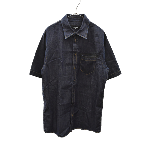 DSQUARED2(ディースクエアード)のDSQUARED2 ディースクエアード 21SS Denim Pocket S/S Shirt S74DM0502 デニムポケット半袖シャツ インディゴ メンズのトップス(シャツ)の商品写真