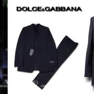 ドルチェアンドガッバーナ(DOLCE&GABBANA)のDOLCE&GABBANA3つ釦ストライプスーツ52ネイビーブルー紺52大サイズ(その他)