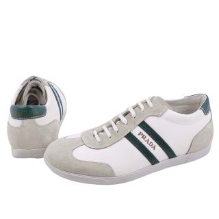 プラダ(PRADA)のプラダ スポーツ スニーカー ローカット キャンバス メンズ 5 1/2 白(スニーカー)