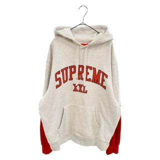 シュプリーム(Supreme)のSUPREME シュプリーム 20SS XXL HOODED SWEATSHIRT カレッジロゴプリント フーデッドスウェットシャツ アームカラー切り替えプルオーバーパーカー グレー/レッド(パーカー)