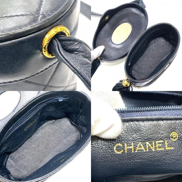 シャネル CHANEL マトラッセ CC ココマーク バニティ フリンジ ショルダーバッグ ラムスキン ネイビー