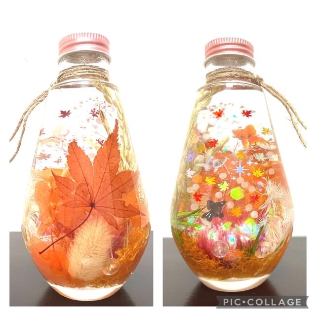 【紅葉×金魚】〜❄︎癒しの蓄光アクアリウム❄︎〜❤︎稲穂in❤︎しずくL ハンドメイドのフラワー/ガーデン(プリザーブドフラワー)の商品写真