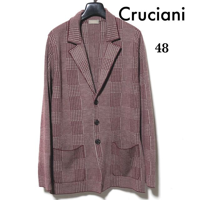 Cruciani ニットジャケット 48/クルチアーニ グレンチェック 3B
