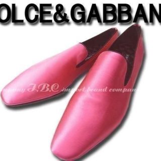 ドルチェアンドガッバーナ(DOLCE&GABBANA)の★DOLCE&GABBANAドルガバ シルクスリッポンルームシューズ43ピンク桃(スリッポン/モカシン)