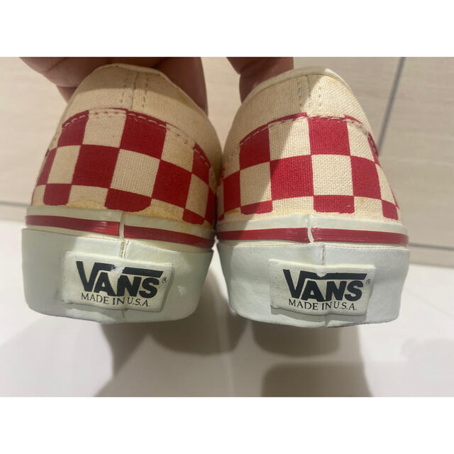 VANS(ヴァンズ)の90s USA製 VANS スリッポン 赤×白 チェッカー US7.5 新品 メンズの靴/シューズ(スニーカー)の商品写真