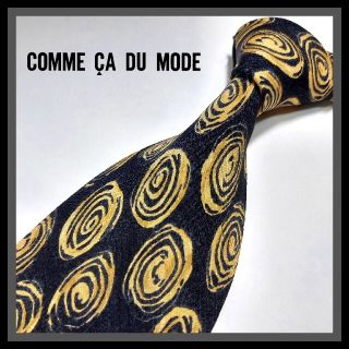 コムサデモード(COMME CA DU MODE)の89【COMME CA DU MODE】ネクタイ  黒×丸×グルグル(ネクタイ)