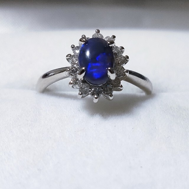 ダイヤモンド×ブラックオパール リング Pt900 0.582ct 3.8g レディースのアクセサリー(リング(指輪))の商品写真