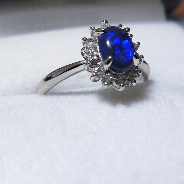 ダイヤモンド×ブラックオパール リング Pt900 0.582ct 3.8g レディースのアクセサリー(リング(指輪))の商品写真