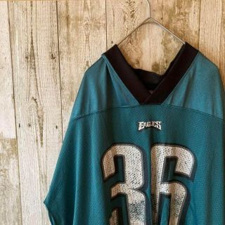 リーボック(Reebok)のオーバーサイズ　リーボック　NFL　イーグルス　ゲームシャツ　ユニフォーム　緑(Tシャツ/カットソー(半袖/袖なし))