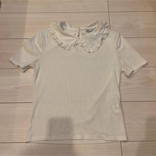 ザラ(ZARA)のZARA 半袖　フリル　襟　白　Tシャツ(Tシャツ(半袖/袖なし))