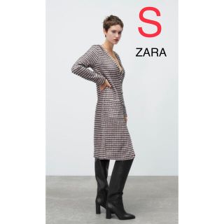 ザラ(ZARA)のZARA ミディ テクスチャーワンピース ニットワンピース ニットカーディガン(ロングワンピース/マキシワンピース)