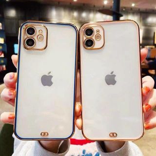 ☆新作☆ iPhone14proケース　メッキ　可愛い　透明　白(iPhoneケース)