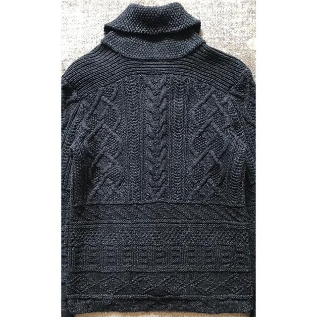 圧巻のダイヤモンド編み RRL ブラックインディゴダイ ニットカーディガン XS 圧巻のダイヤモンド編み RRL ブラックインディゴダイ ニットカーディガン XS