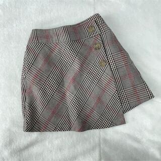 【使用回数少ない】90 チェックスカート　巻きスカート(スカート)