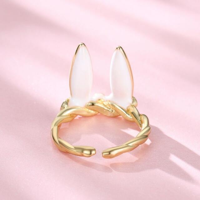 ウサギ  調節可能 カフリング かわいい ウサギの耳 指輪 誕生日 プレゼント レディースのアクセサリー(リング(指輪))の商品写真