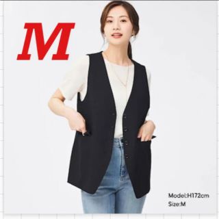 ジーユー(GU)のM ブラック　ノーカラーベストRS+E  GU ユニクロ　H&M ZARA (ベスト/ジレ)