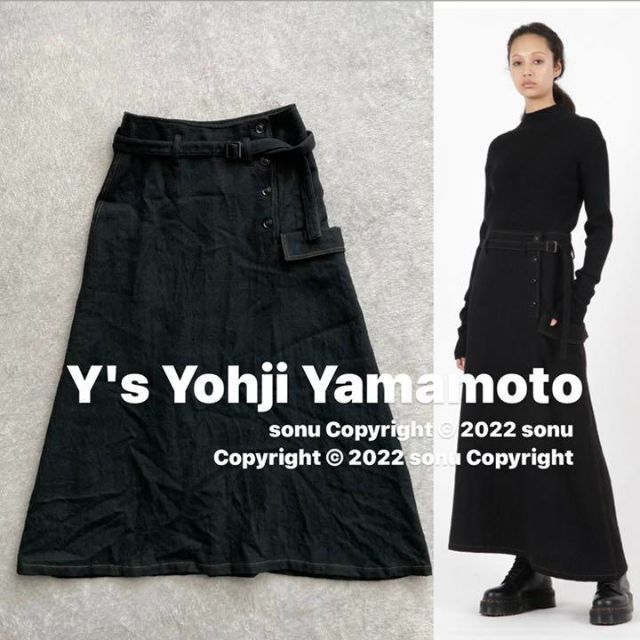 yohjiyamamoto2021AW Y's ワイズ ヨウジヤマモト ウールツイル ベルト スカート 2