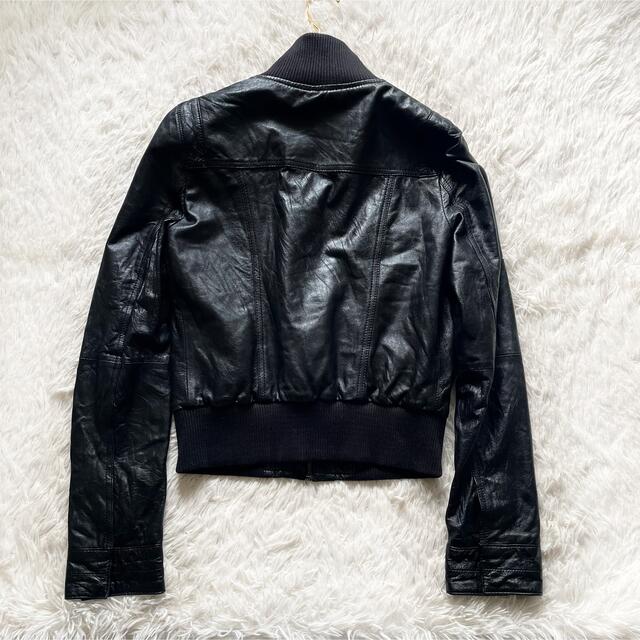 ザラ ZARA リアルレザー ライダースジャケット 黒 ブラック