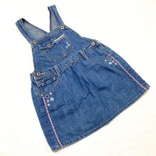 オシュコシュ(OshKosh)の【オシュコシュ】ワンピース ジャンパースカート デニム 刺繍 ピンクタグ USA(ワンピース)