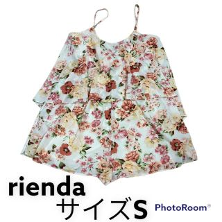 リエンダ(rienda)のrienda 花柄ワンピースパンツ　サイズS ピンク(ミニワンピース)