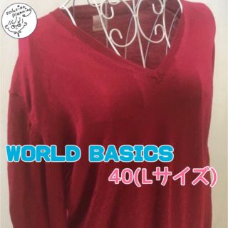 ワールドベーシック(WORLD BASIC)の【美品☆WORLD BASICS】ゆるふわ♡肌触りがいいVネックニット(ニット/セーター)