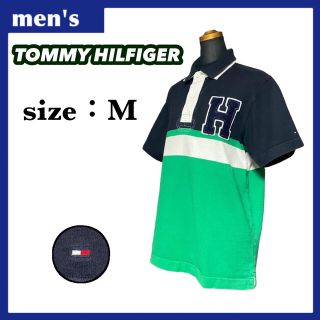 トミーヒルフィガー(TOMMY HILFIGER)のトミーヒルフィガー 半袖 ラガーシャツ メンズ サイズM ワンポイントロゴ(ポロシャツ)