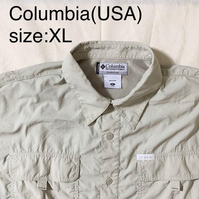 Columbia(USA)ビンテージフィッシングシャツ　ベージュ