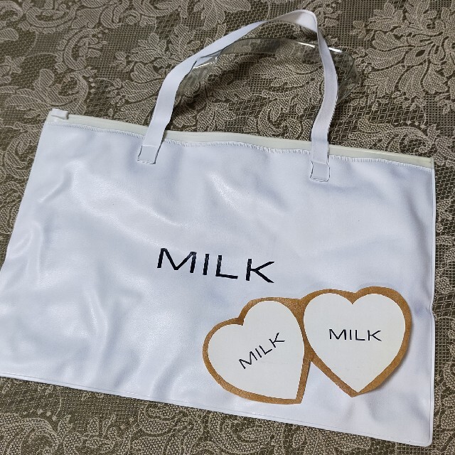 ♡MILK♡ ビニールバッグ＆ハートシール(非売品)2枚《ヴィンテージ》 レディースのバッグ(ハンドバッグ)の商品写真