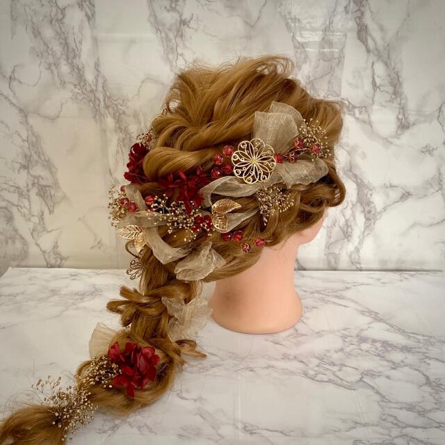 髪飾り ヘッドドレス 結婚式成人式 ハンドメイドのウェディング(ヘッドドレス/ドレス)の商品写真