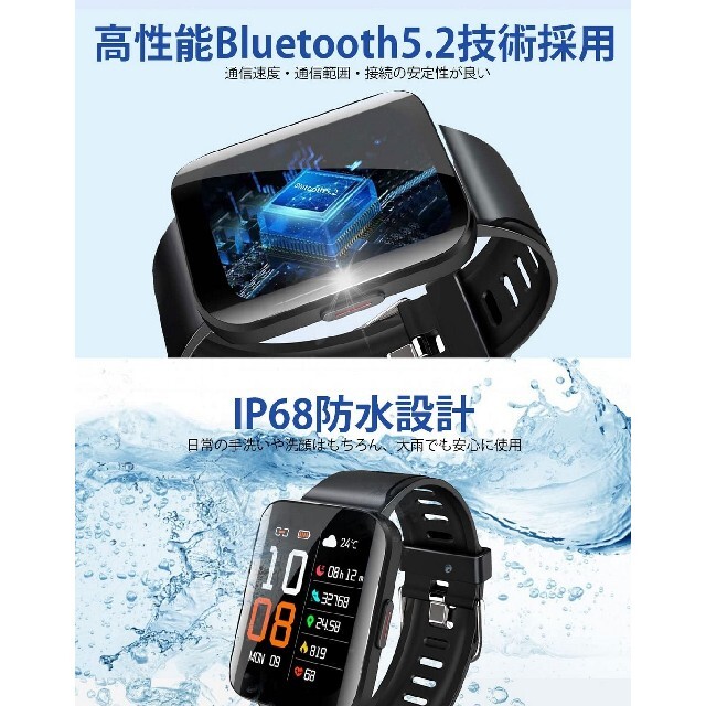 スマートウォッチ 1.7インチ大画面 Bluetooth5.2  腕時計