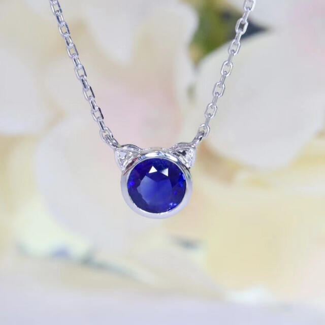天然ロイヤルブルーサファイア ダイヤ ネックレス0.51ct k18 f www