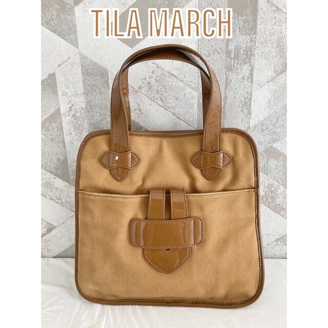 TILA MARCH(ティラマーチ)の【美品】TILA MARCH ゼリグ キャンバス ハンドバッグ トート ブラウン レディースのバッグ(ハンドバッグ)の商品写真